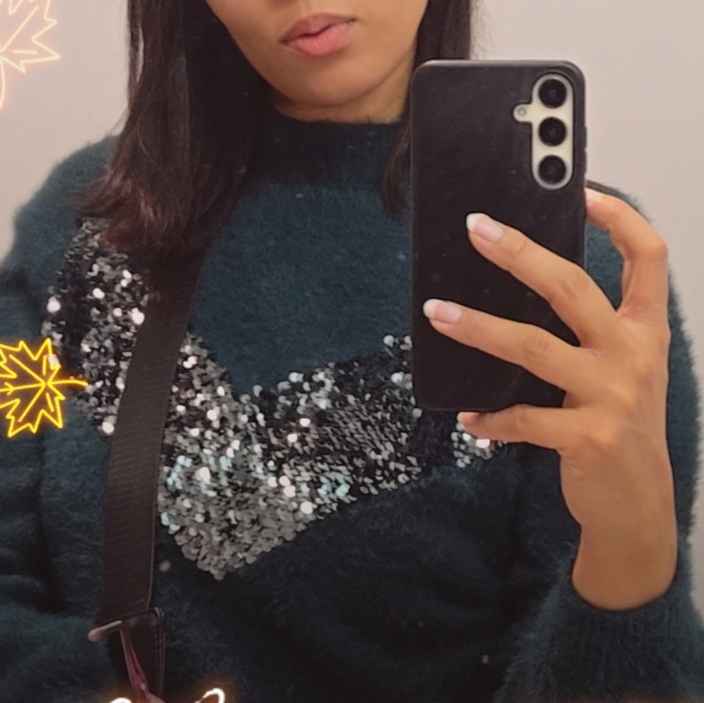 Cara Santana x Nine West Emerald Sequin Sweater Size S